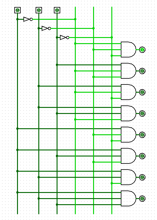 Пример работы декодера 3x8