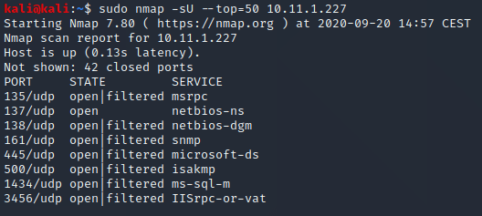 Nmap - UDP сканирование