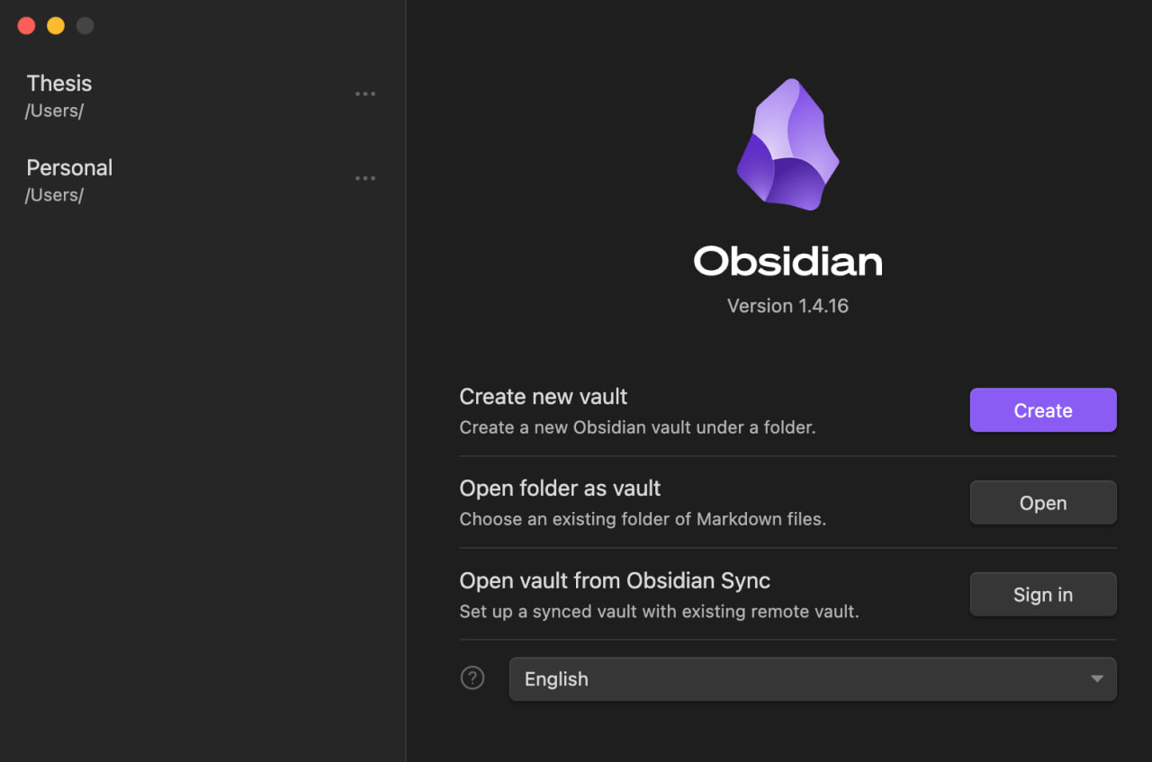 Интерфейс Obsidian