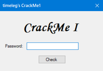 После запуска этот CrackMe выводит такое вот окно с запросом пароля.